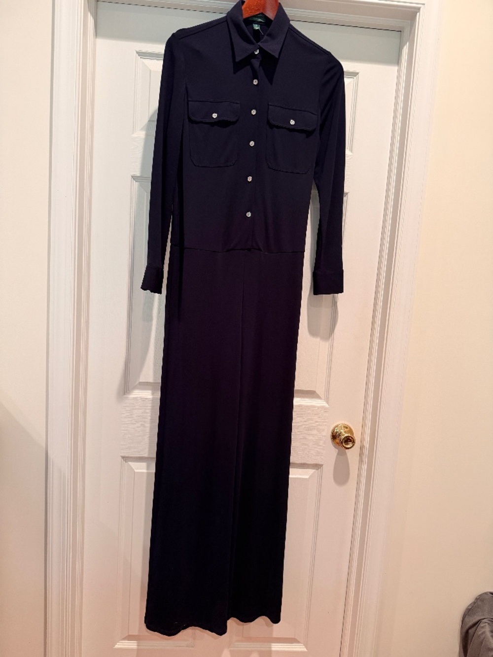 Lauren Ralph Lauren Matte Jersey Utility Jumpsuit Navy